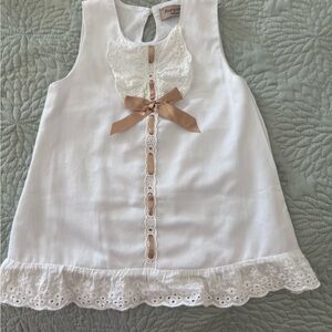 White and Tan Kids Dress